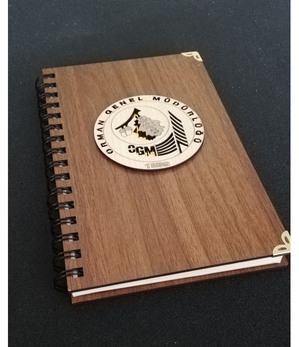 Ahşap kapaklı Ajanda - Defter ( Orman Gen. Müd. )